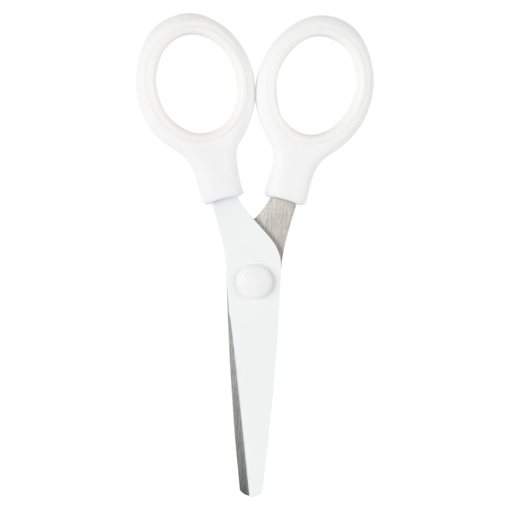 JAM PAPER Multi-Purpose Precision Scissors - 8 Inch - White - Ergonomic Handle & Stainless Steel Blades - Sold Individually