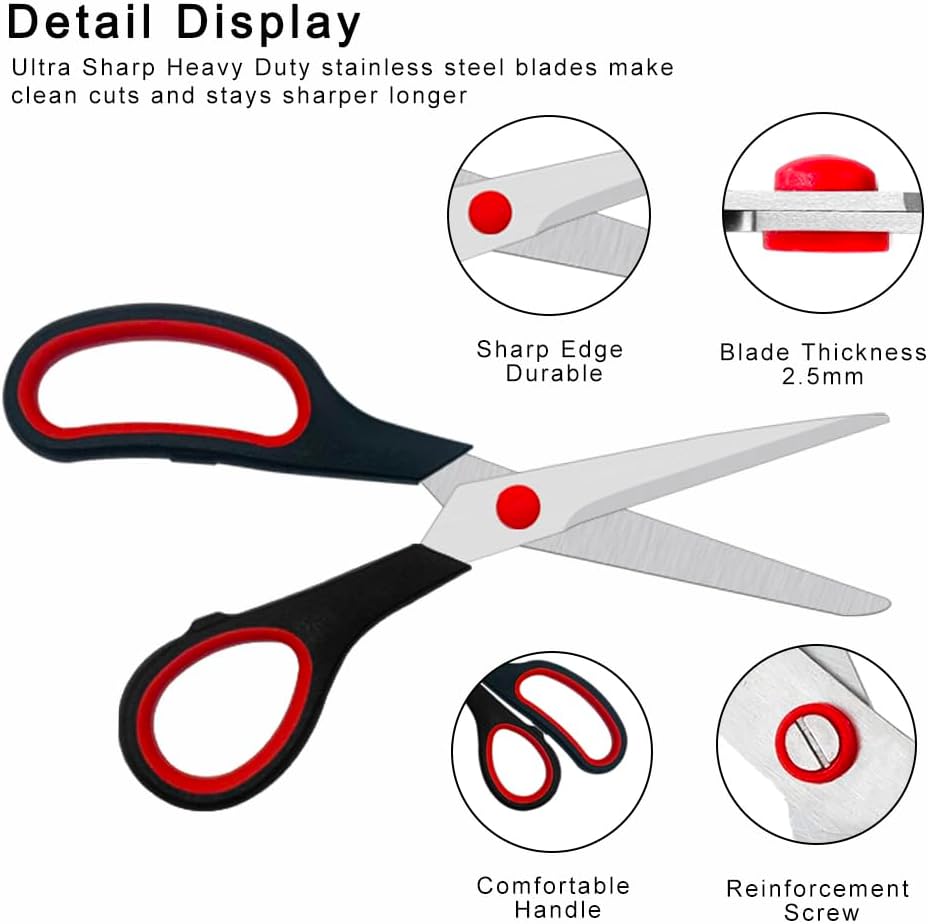 Scissors, 2 Pack 7.5 inch Scissors for Office and Home, Scissor All Purpose for School Fabric Craft Supplies Use