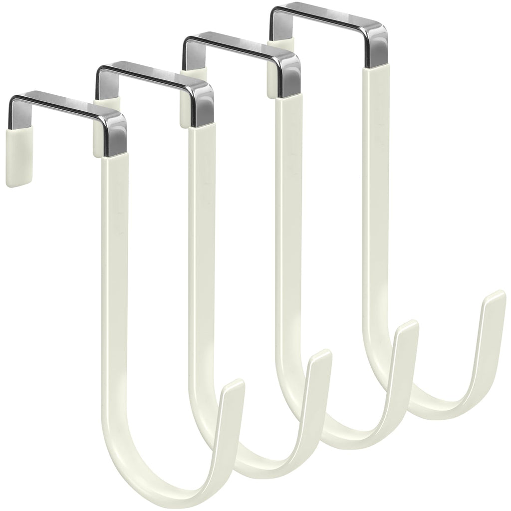 FYY Over the Door Hooks, Single-Hanger 4 Pack, Fits Doors 1 3/8" White
