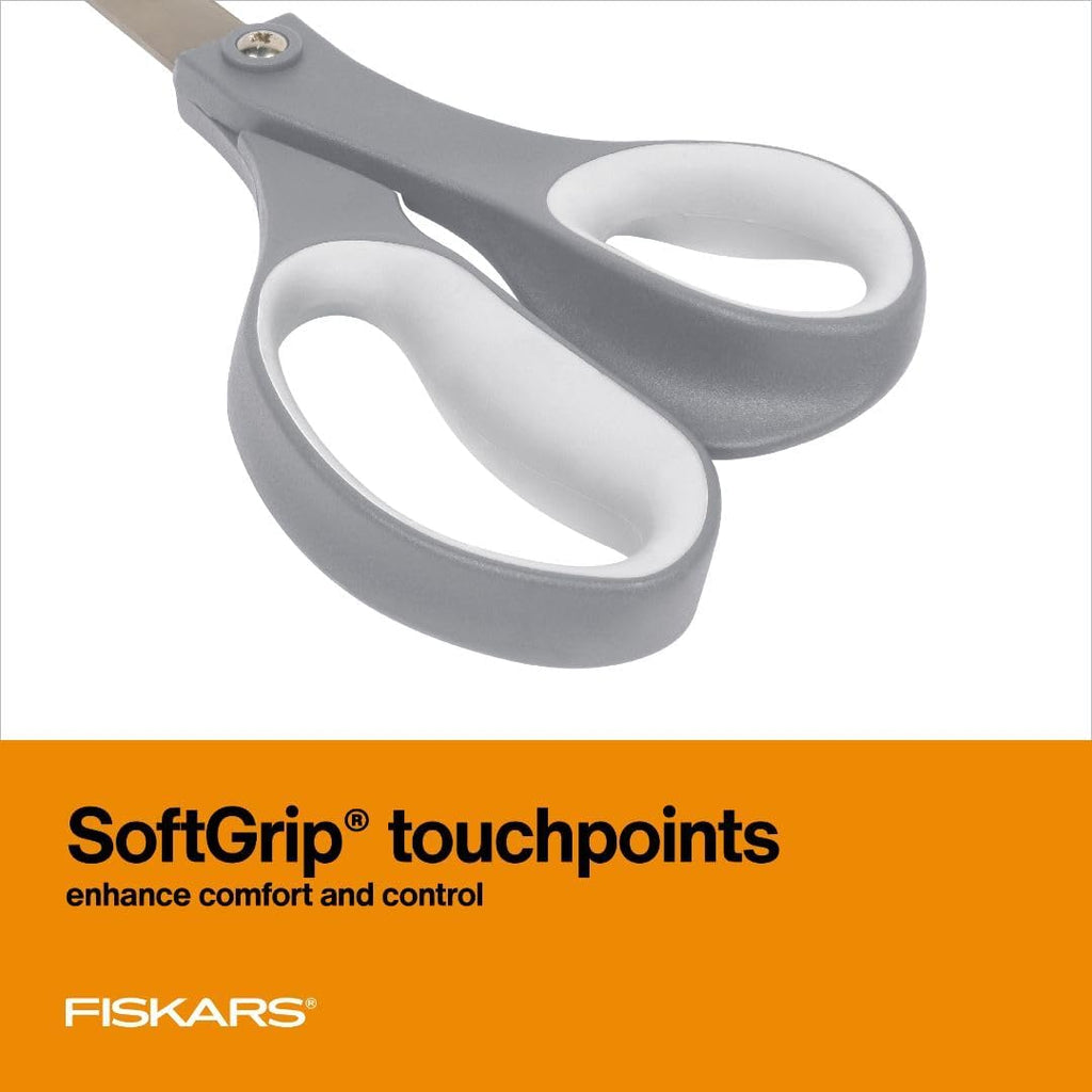 Fiskars 8" SoftGrip Everyday All Purpose Scissors, Office & Crafts, Grey
