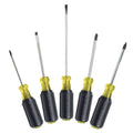 Klein Tools 85445 Screwdriver Set, Made in USA, Slotted, Phillips and Square Tip Drivers, Non-Slip Cushion Grip, 5-Piece