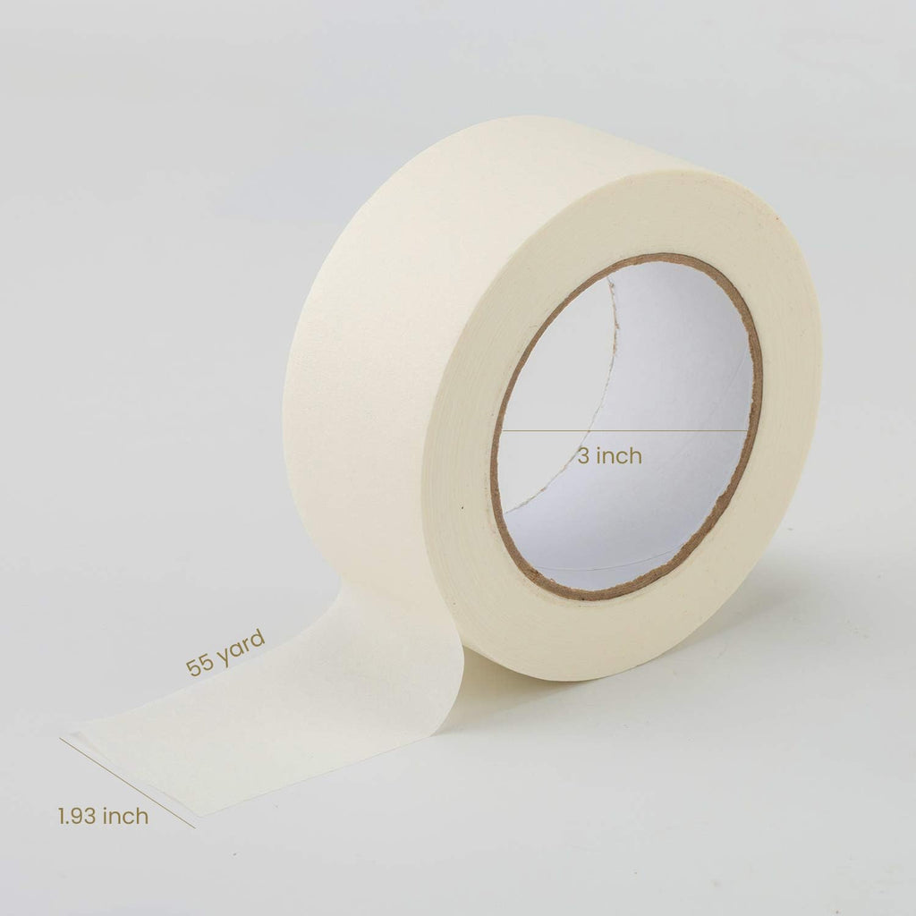 Lichamp Wide Masking Tape 2 inches, 1pc General Purpose Beige Masking Tape White Masking Paper, 1.95 inches x 55 Yards