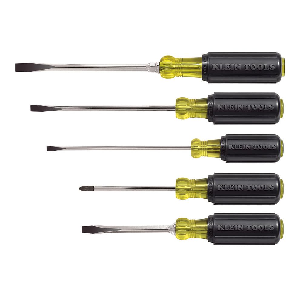 Klein Tools 85078 Screwdriver Set, Made in USA, All-Purpose Screwdriver Kit has 4 Phillips and 4 Flat Head Tips, Non-Slip Cushion Grip, 8-Piece
