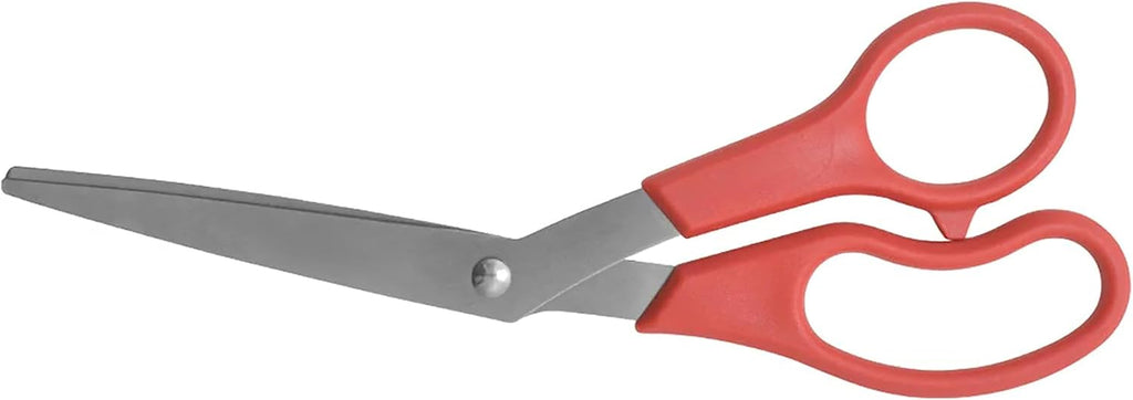 8-Inch Stainless Steel Bent Scissors for Home and Office, Red