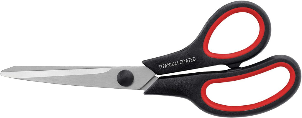 Scissors 8" Multipurpose Titanium Coated Sturdy Sharp, Black, 1 Pack