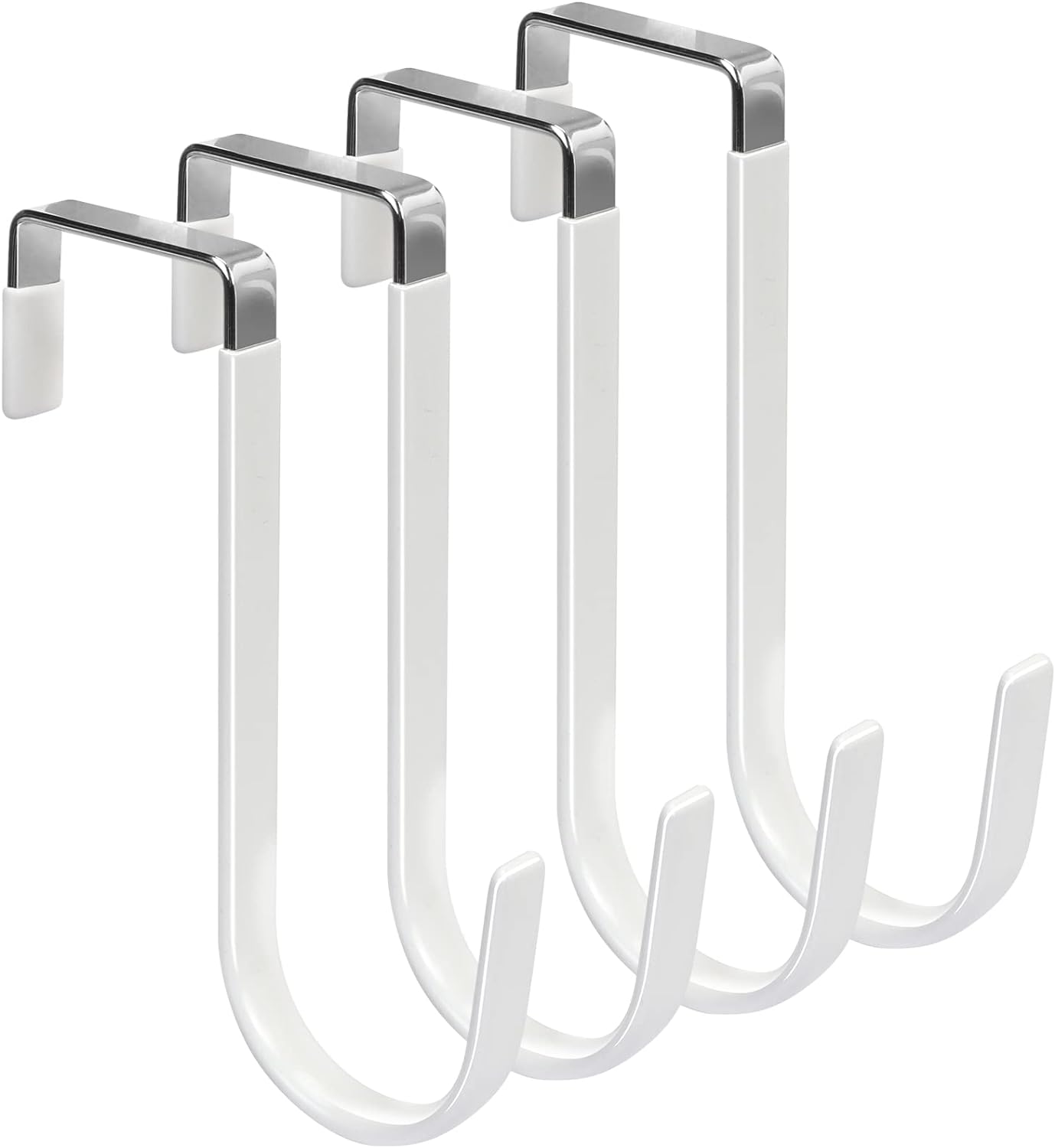FYY Over the Door Hooks, Single-Hanger 4 Pack, Fits Doors 1 3/8" White