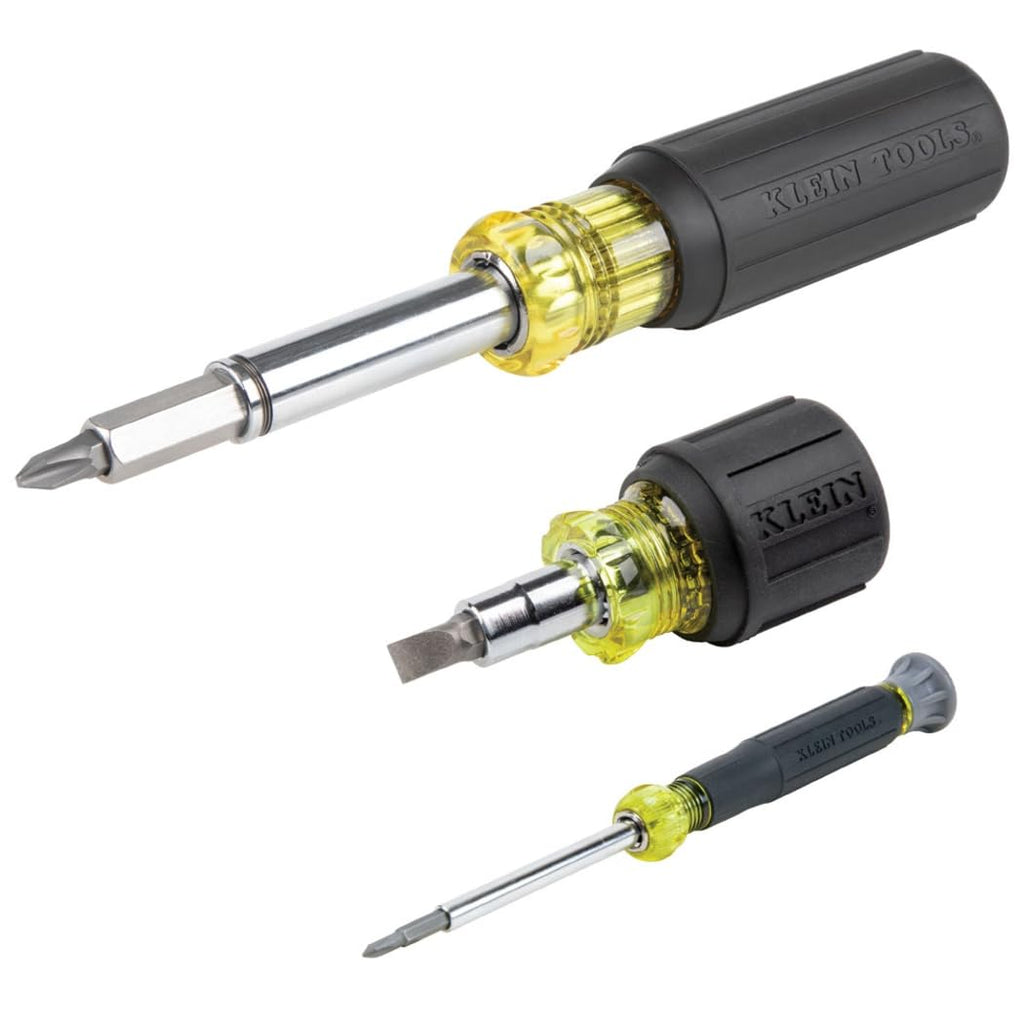 Klein Tools 32614 Multi-bit Precision Screwdriver Set, 4-in-1 Electronics Pocket Screwdriver, Professional Phillips and Slotted Bits, EDC