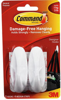 Command Medium Designer Hooks, 2 Hooks, 4 Strips