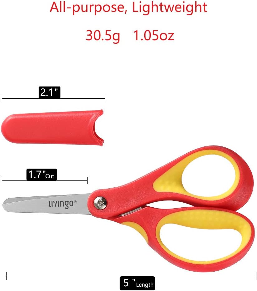 LIVINGO Kids Scissors 3 Pack, 5" Blunt Safety School Craft
