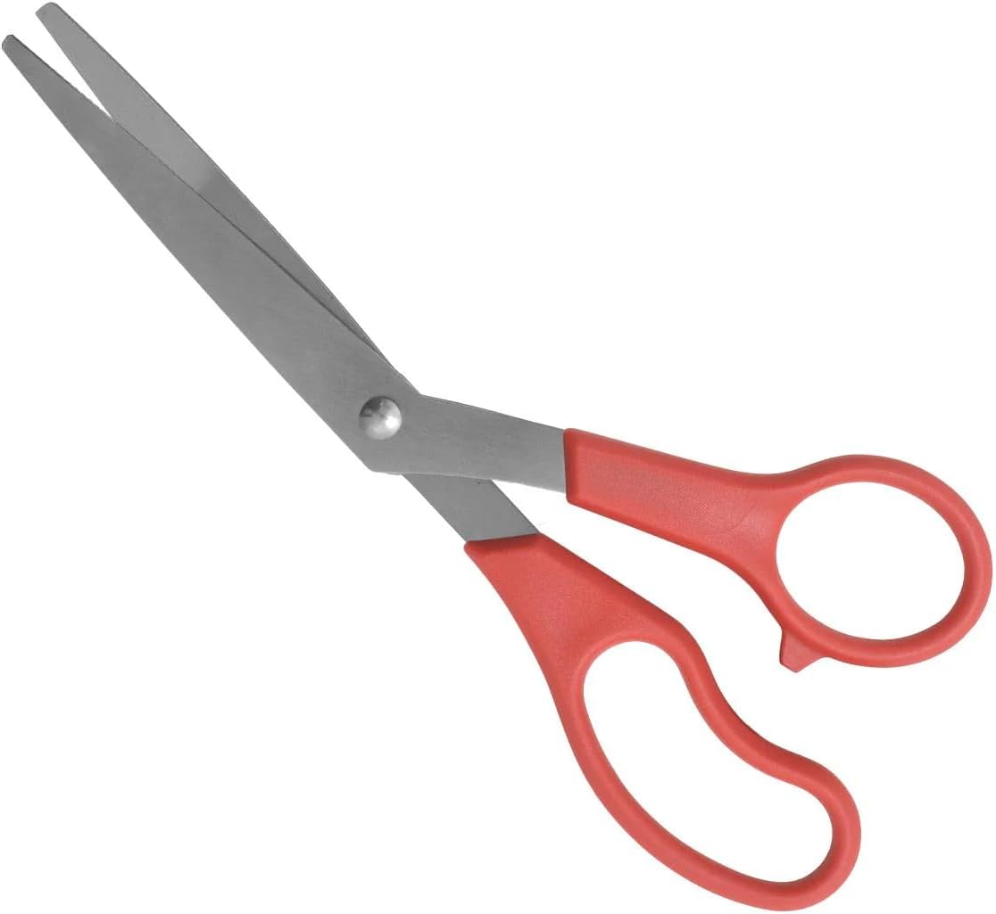 8-Inch Stainless Steel Bent Scissors for Home and Office, Red