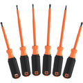 Klein Tools 85076INS Insulated Screwdriver Set, Made in USA, features 1000V Electricial Screwdrivers, (3) Phillips and (2) Slotted and Square Tips, 6-Piece