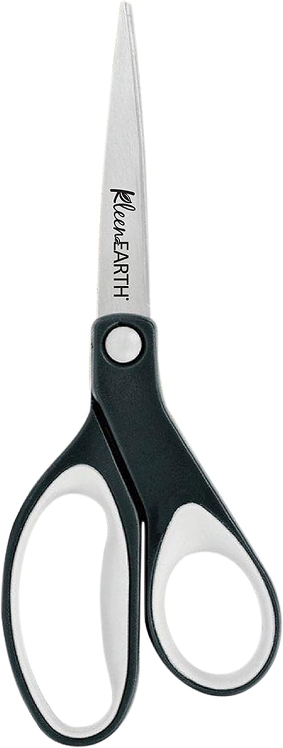 Westcott 8" KleenEarth Soft Handle Scissors, Black/Gray