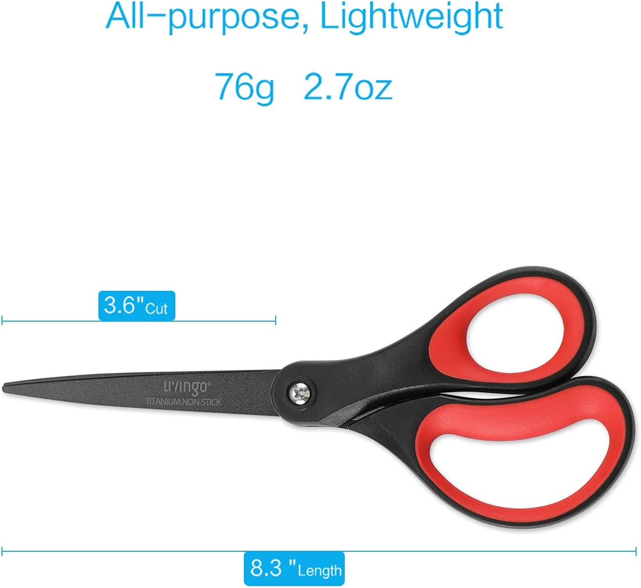 LIVINGO Scissors All Purpose Heavy Duty 8" Office Titanium Non Stick 2 Pack