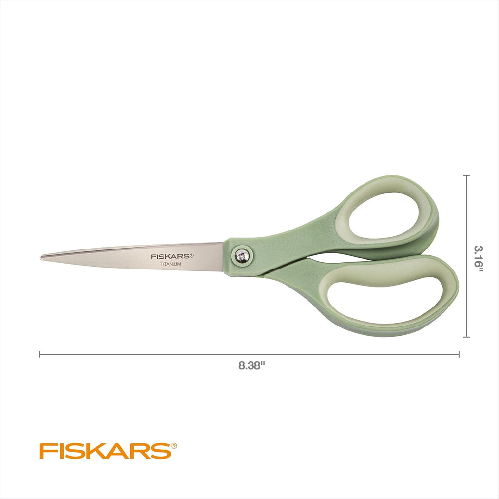 Fiskars 8” SoftGrip Titanium All Purpose Scissors for Office, 3-Pack