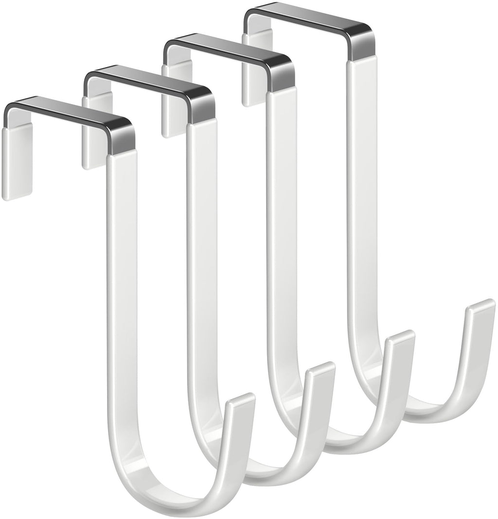 Mars-Rock Single Over Door Steel Hooks 4 Pack Fit 1-3/8" Door 5.5" White