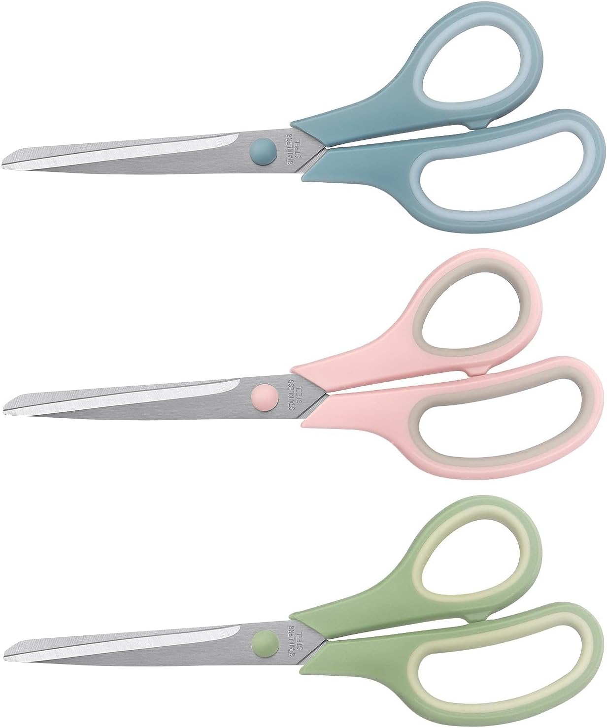LONGKEY 8.5" Pastel Scissors 3-Pack, Ultra Sharp Stainless Steel