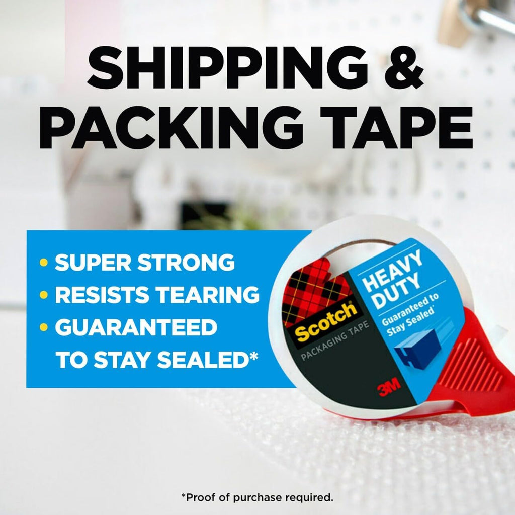 Scotch Heavy Duty Shipping Packing Tape, Clear, 1.88 in. x 38.2 yd.