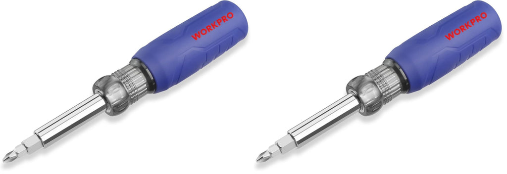 WORKPRO 11-in-1 Screwdriver/Nut Driver Set Tool Comfort Grip, All in One Multi-bit, Portable Screw-driver, 8 Bits (Philips/Slotted/Torx/Square), 3 Nut Driver Sizes