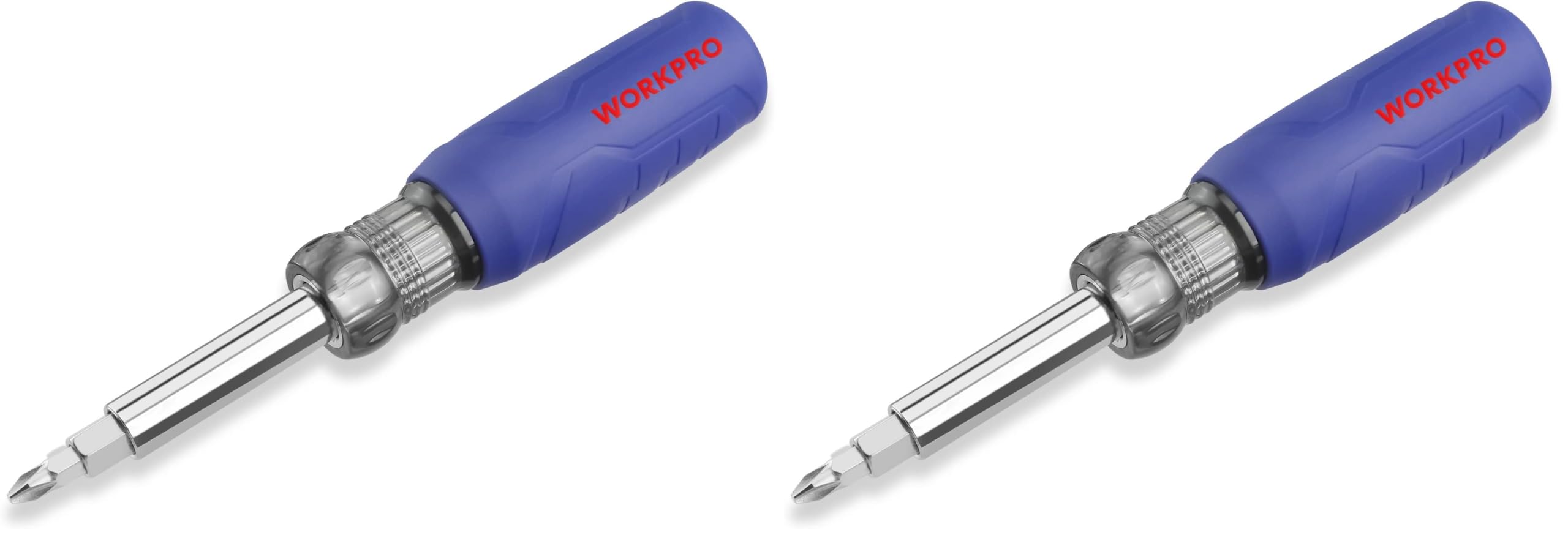 WORKPRO 11-in-1 Screwdriver/Nut Driver Set Tool Comfort Grip, All in One Multi-bit, Portable Screw-driver, 8 Bits (Philips/Slotted/Torx/Square), 3 Nut Driver Sizes
