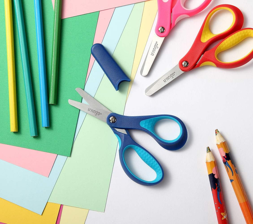 LIVINGO Kids Scissors 3 Pack, 5" Blunt Safety School Craft