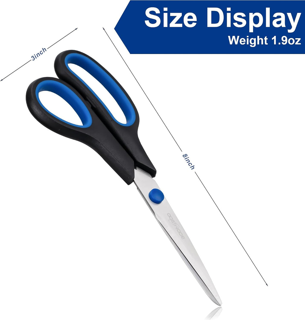 6PCS 8" Scissors,Sharp Stainless Steel All Purpose for Office School Crafts
