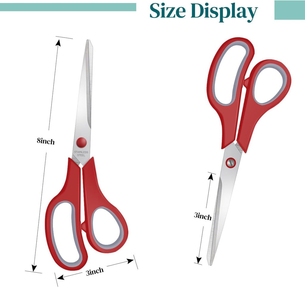 3 Packs 8" Sewing Craft Scissors Bulk,Multipurpose Heavy Duty Sharp Paper Scissors,All Purpose Stainless Steel Scissors for Home Office Student Teacher Supplies
