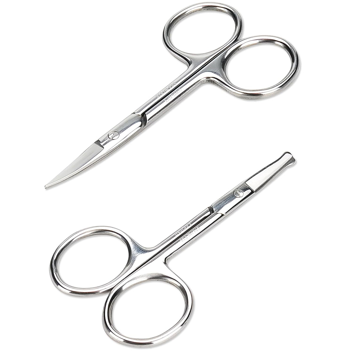 LePinko Facial Hair Small Grooming Scissors For Men Women, 2PCS Silver