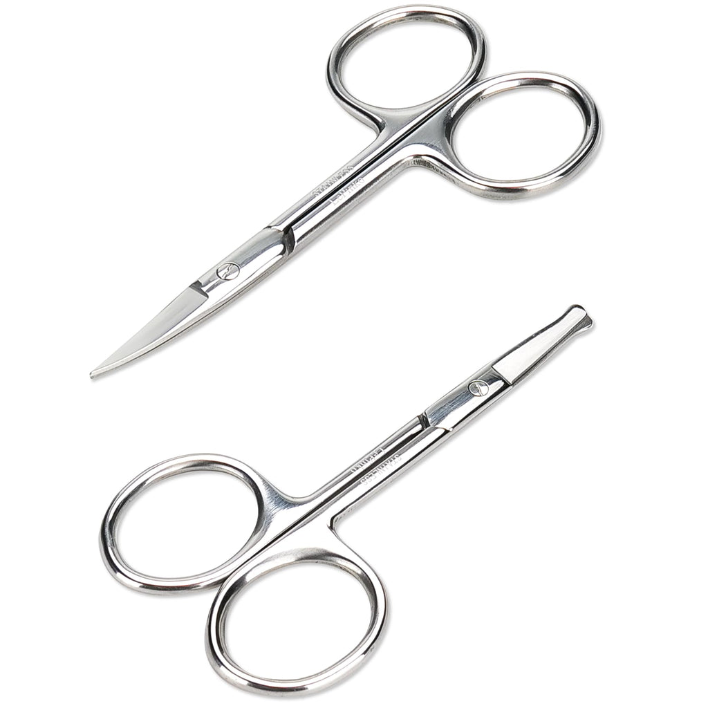 LePinko Facial Hair Small Grooming Scissors For Men Women, 2PCS Silver