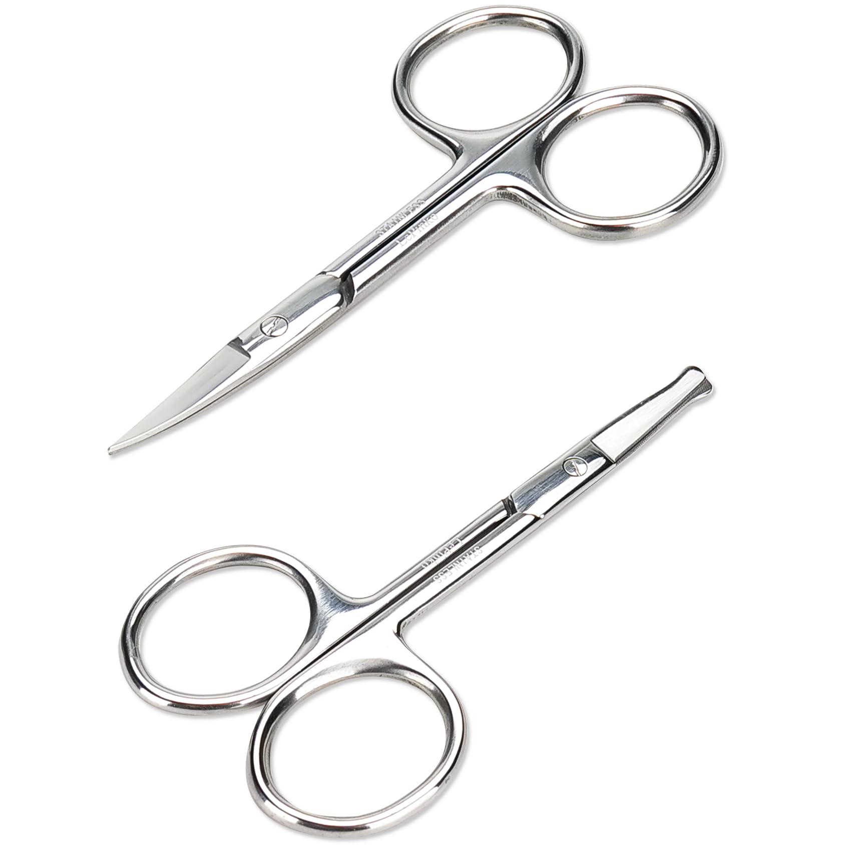 LePinko Facial Hair Small Grooming Scissors For Men Women, 2PCS Silver