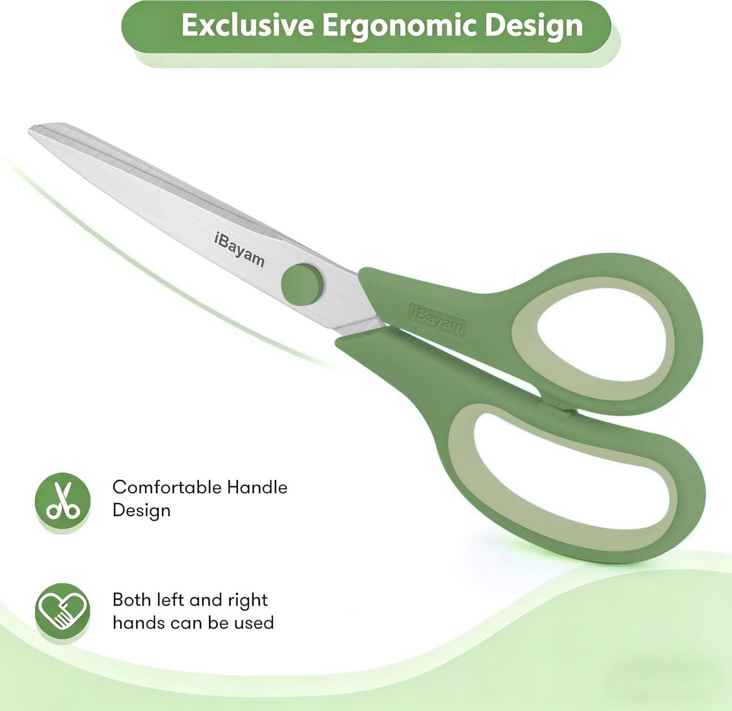 iBayam 8.5" Pastel Scissors All Purpose Heavy Duty 3Pack, 2.5mm Sharp Blade