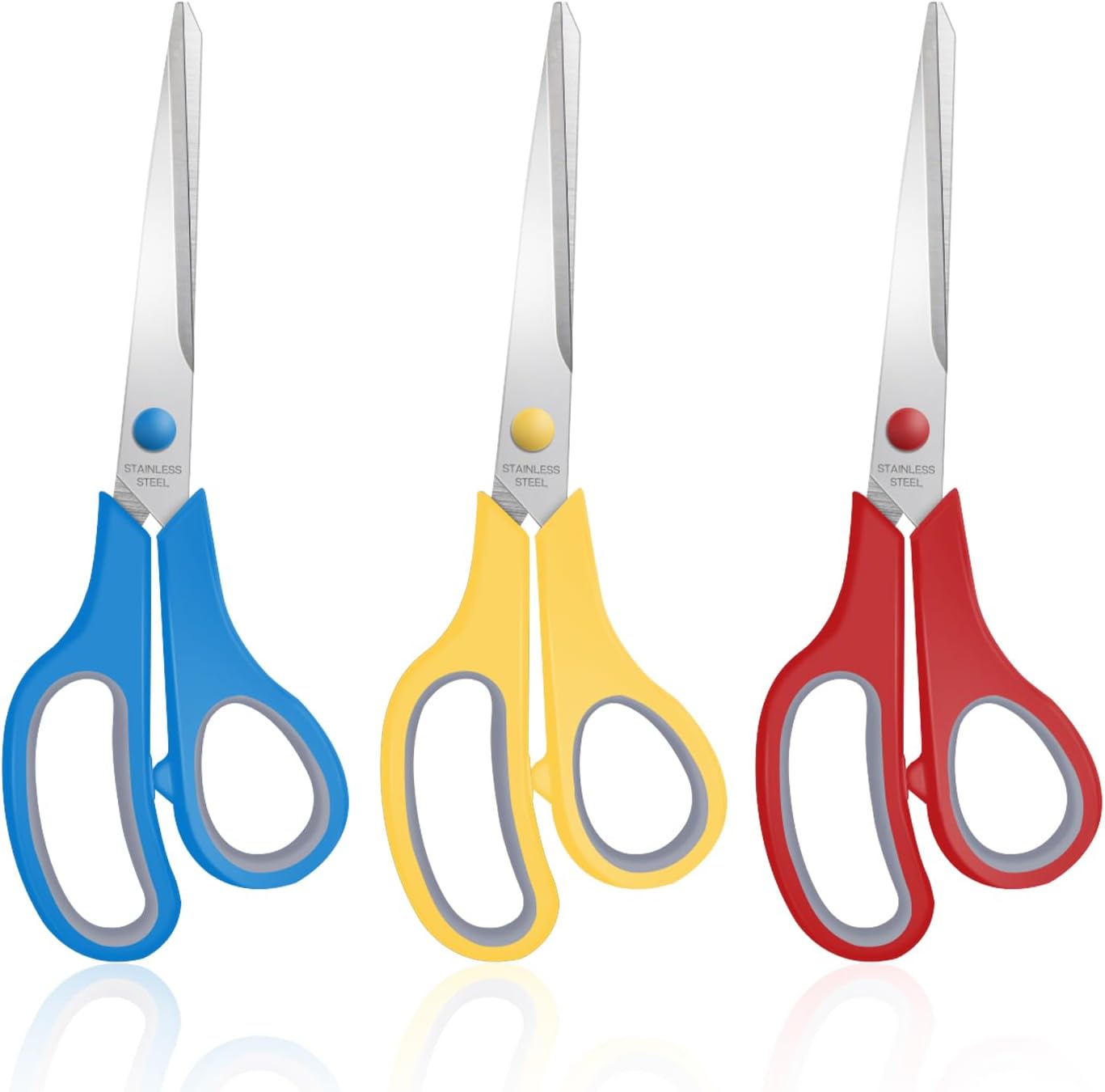 3 Packs 8" Sewing Craft Scissors Bulk,Multipurpose Heavy Duty Sharp Paper Scissors,All Purpose Stainless Steel Scissors for Home Office Student Teacher Supplies
