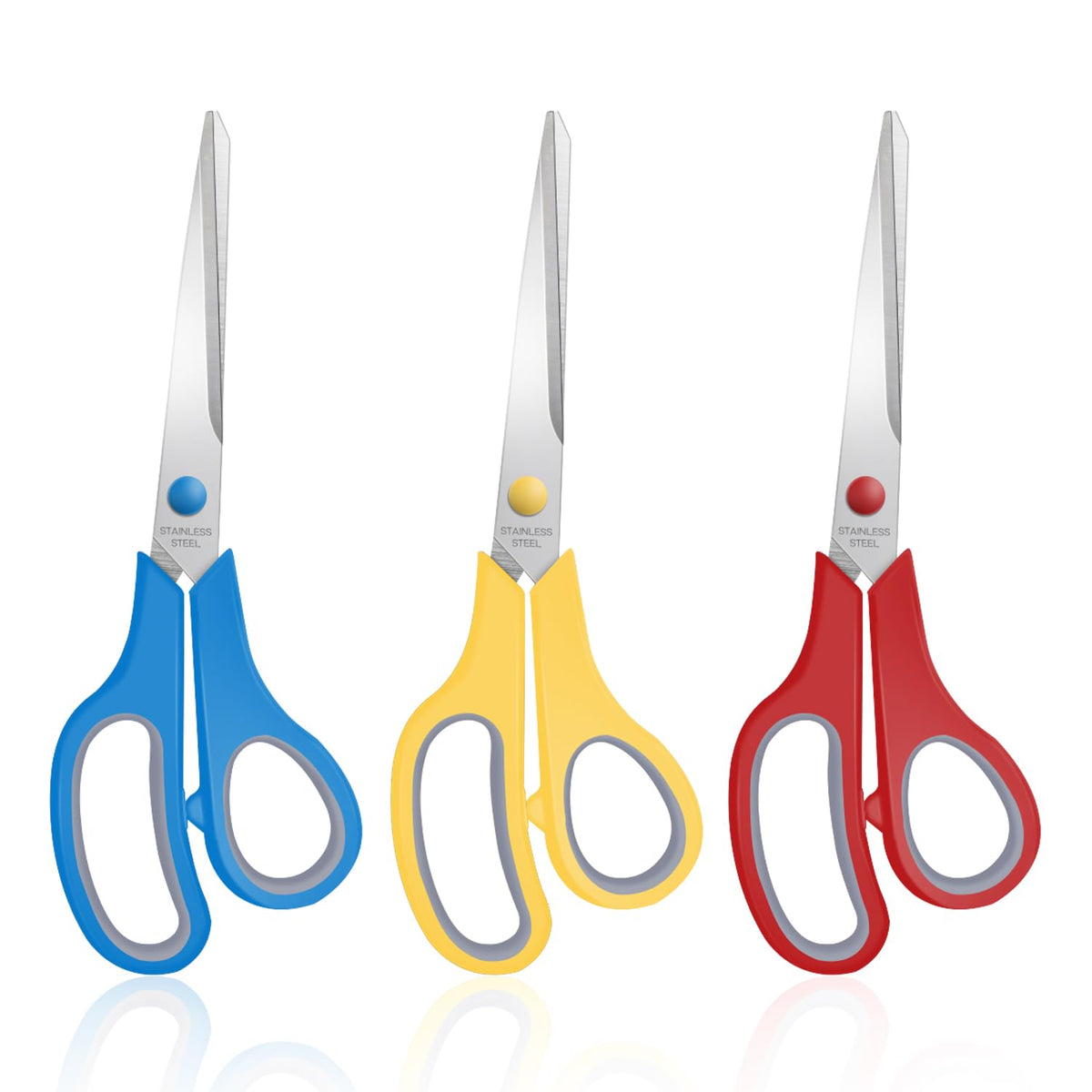 3 Packs 8" Sewing Craft Scissors Bulk,Multipurpose Heavy Duty Sharp Paper Scissors,All Purpose Stainless Steel Scissors for Home Office Student Teacher Supplies