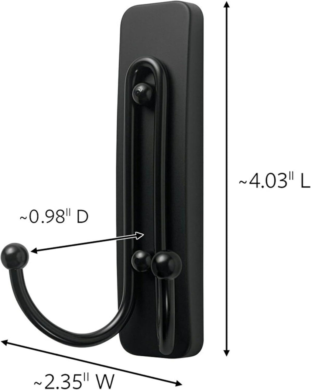 Command Large Matte Black Double Hooks, 2 Hooks and 2 Strips, Damage Free Hanging Wall Hooks with Adhesive Strips, No Tools Coat Hooks for Hanging Home Decor, Holds up to 4 lb