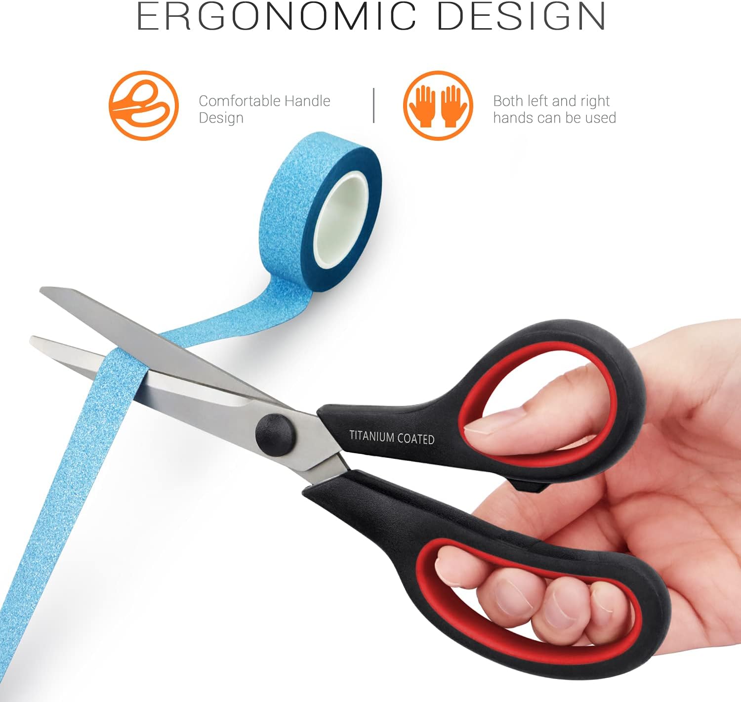 Scissors 8" Multipurpose Titanium Coated Sturdy Sharp, Black, 1 Pack