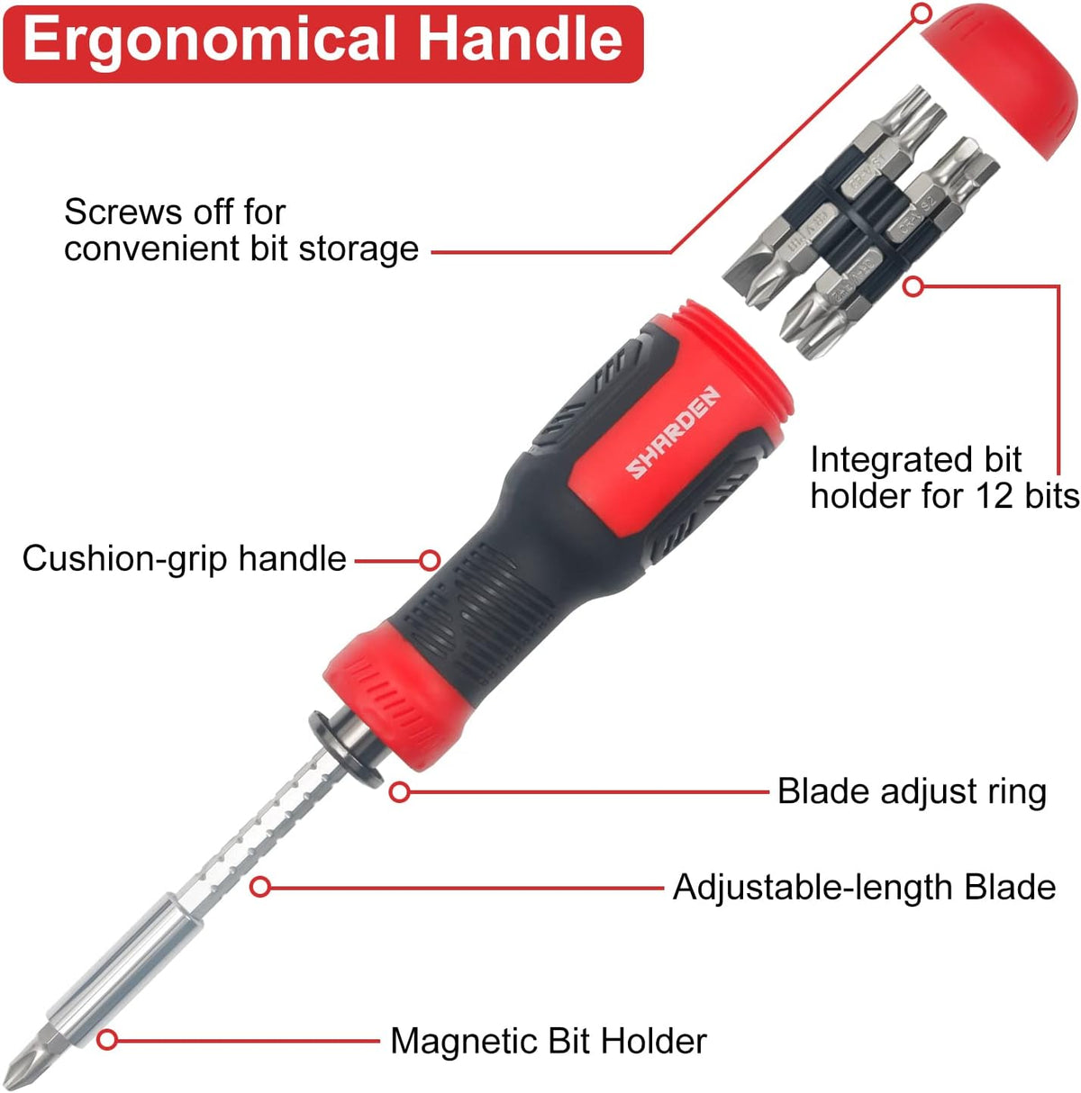 SHARDEN 13-in-1 Multi Screw Driver, Adjustable Screwdriver Set Multitool