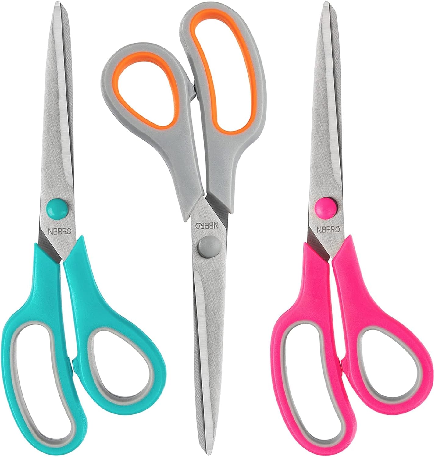 Scissors All Purpose,8.5'' Scissors for office Bulk 3-Pack Stainless Steel Sharp for Home School Sewing Fabric Craft Supplies