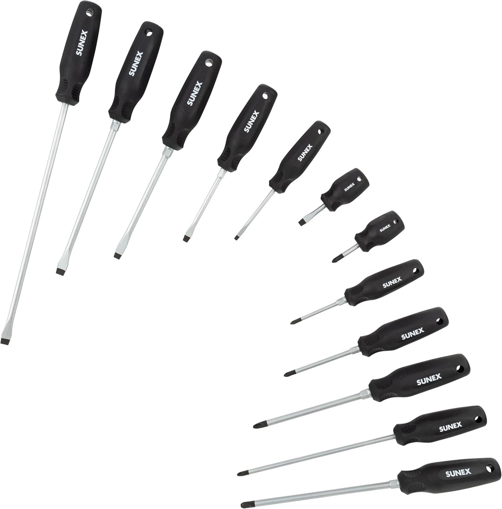 SUNEX TOOLS SXCSDS12 Phillips® & Slotted Magnetic Screwdriver Set