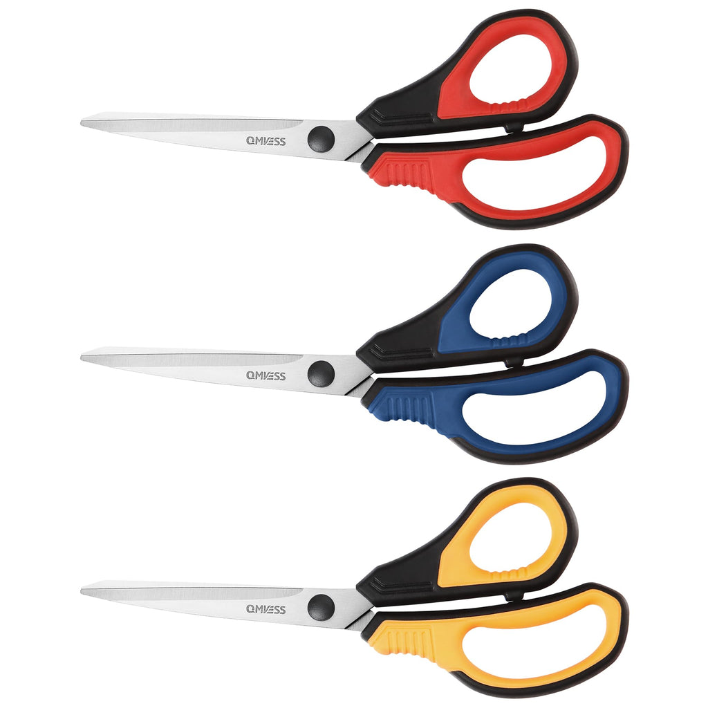 QMVESS 8.5" Scissors All Purpose 3 Pack Heavy Duty for Office School Fabric