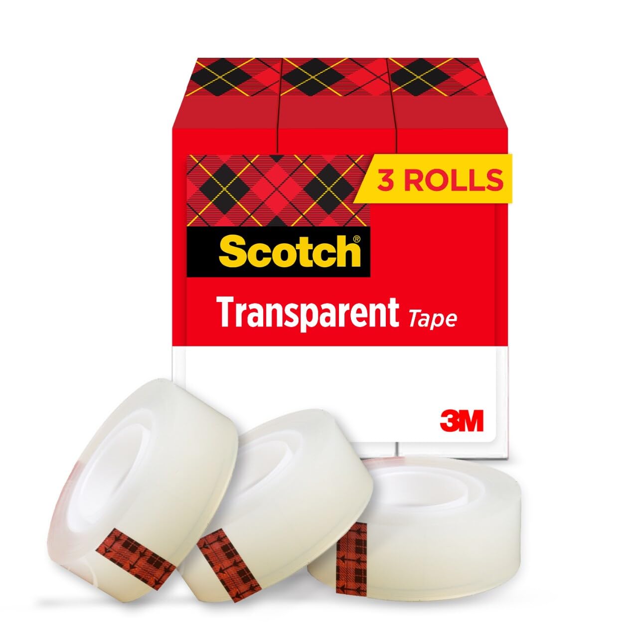 Scotch Transparent Tape, 1 Inch Core 3/4 in x 1000 in, 3 Boxes, Clear