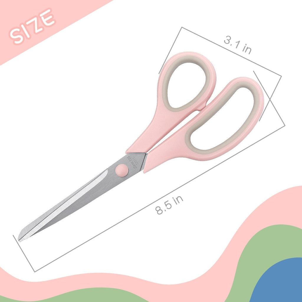 LONGKEY 8.5" Pastel Scissors 3-Pack, Ultra Sharp Stainless Steel