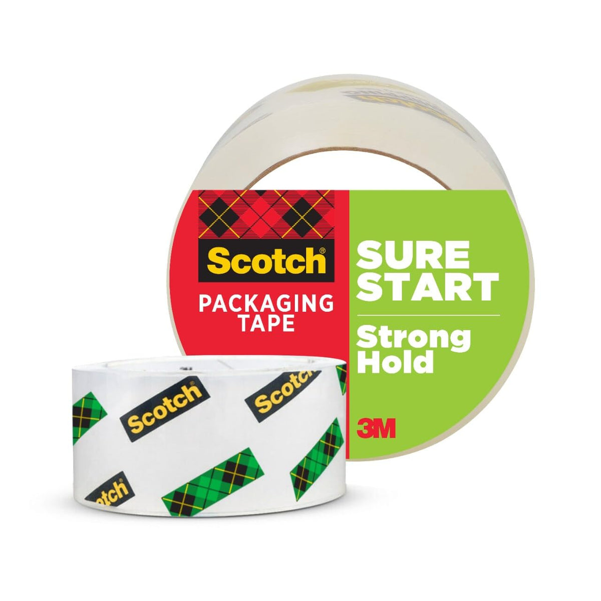 Scotch Sure Start Shipping Packaging Tape, 1.88" x 54.6 yd, Designed for Packing, Shipping and Mailing, Quiet Unwind, No Splitting or Tearing, 3" Core, Clear, 1 Roll (345)