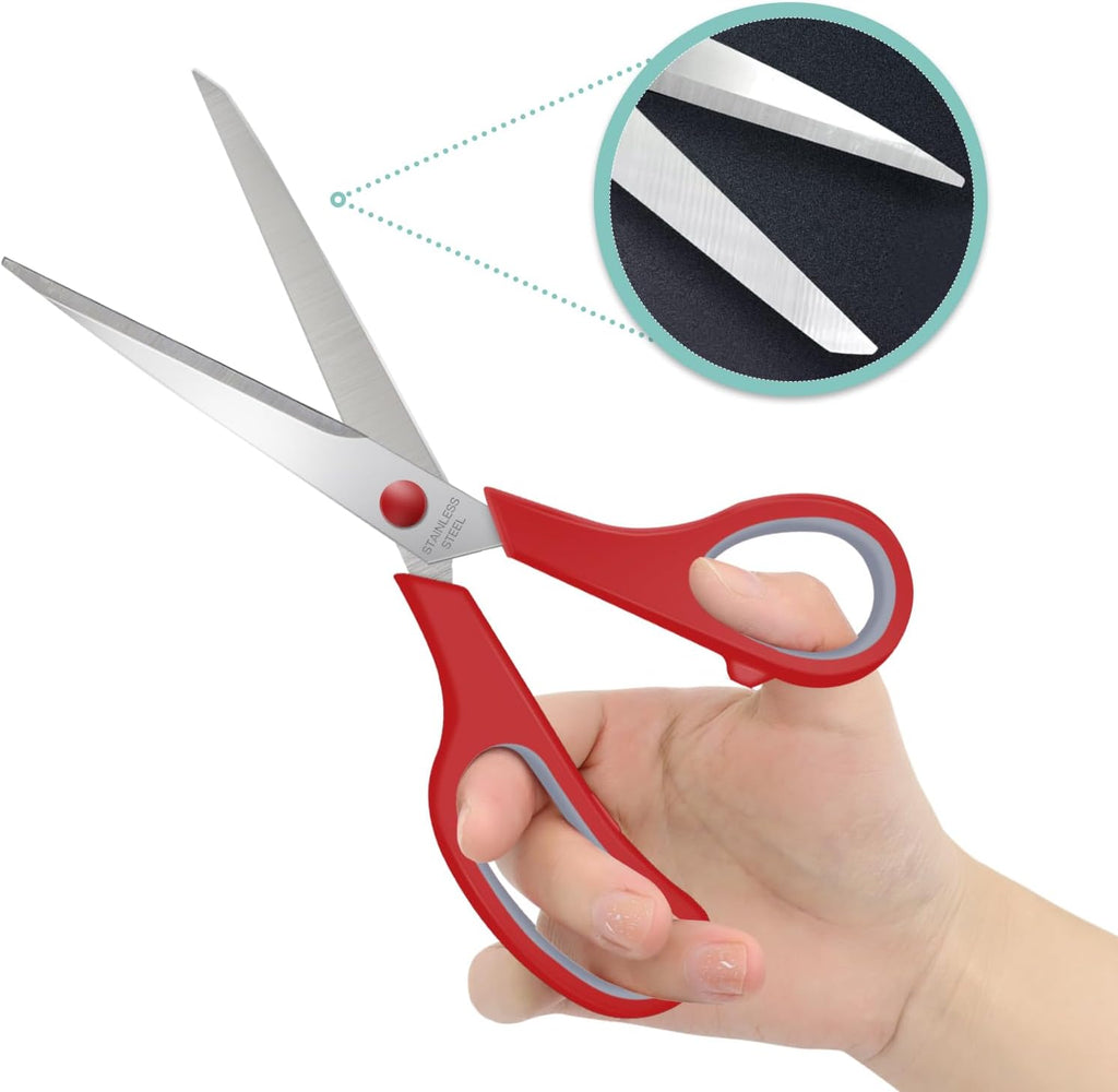 3 Packs 8" Sewing Craft Scissors Bulk,Multipurpose Heavy Duty Sharp Paper Scissors,All Purpose Stainless Steel Scissors for Home Office Student Teacher Supplies