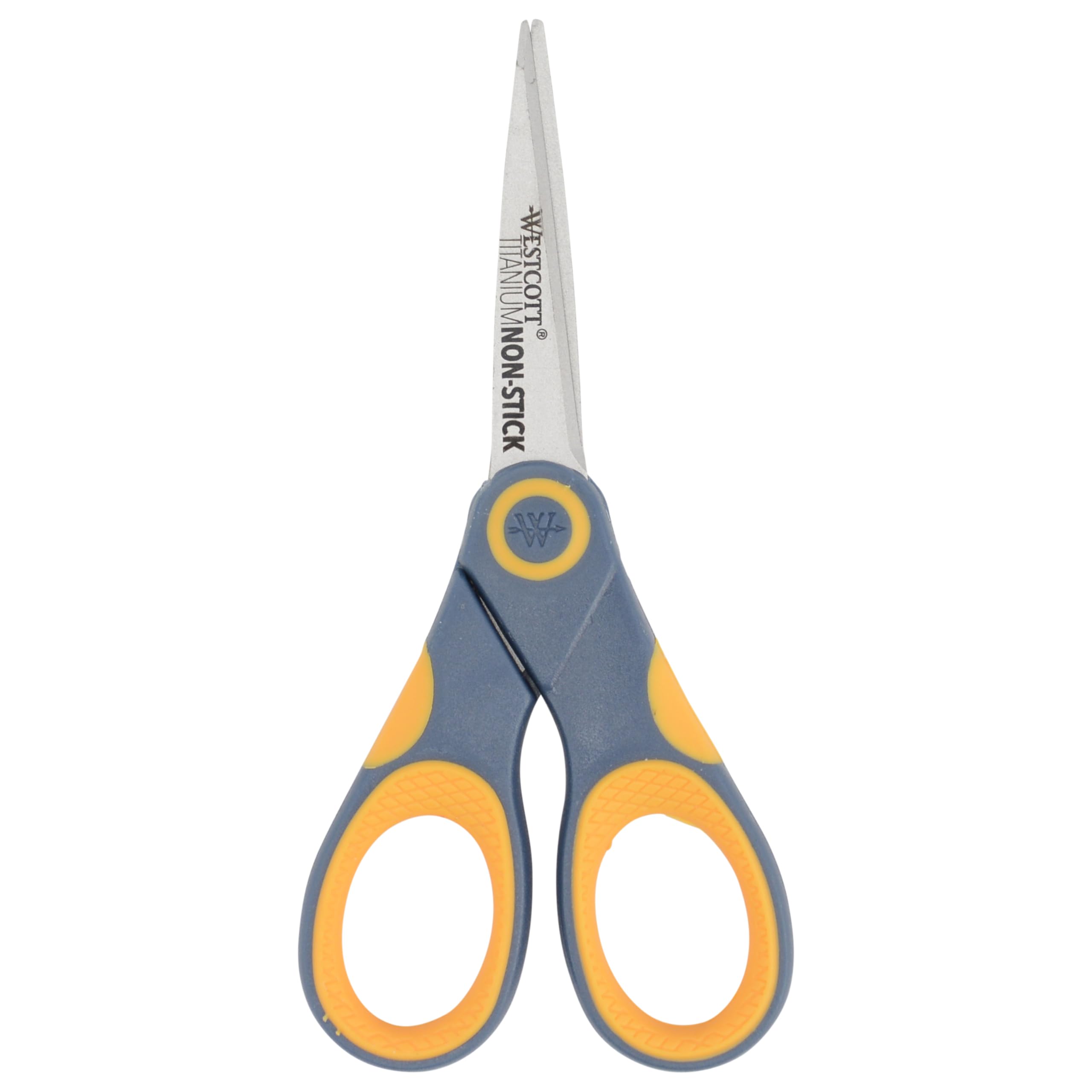 Westcott 5-Inch Non-Stick Titanium Scissors For Office and Home - Glide Adjust Technology - Grey/Yellow Craft, Fabric Scissors - 1 Pack