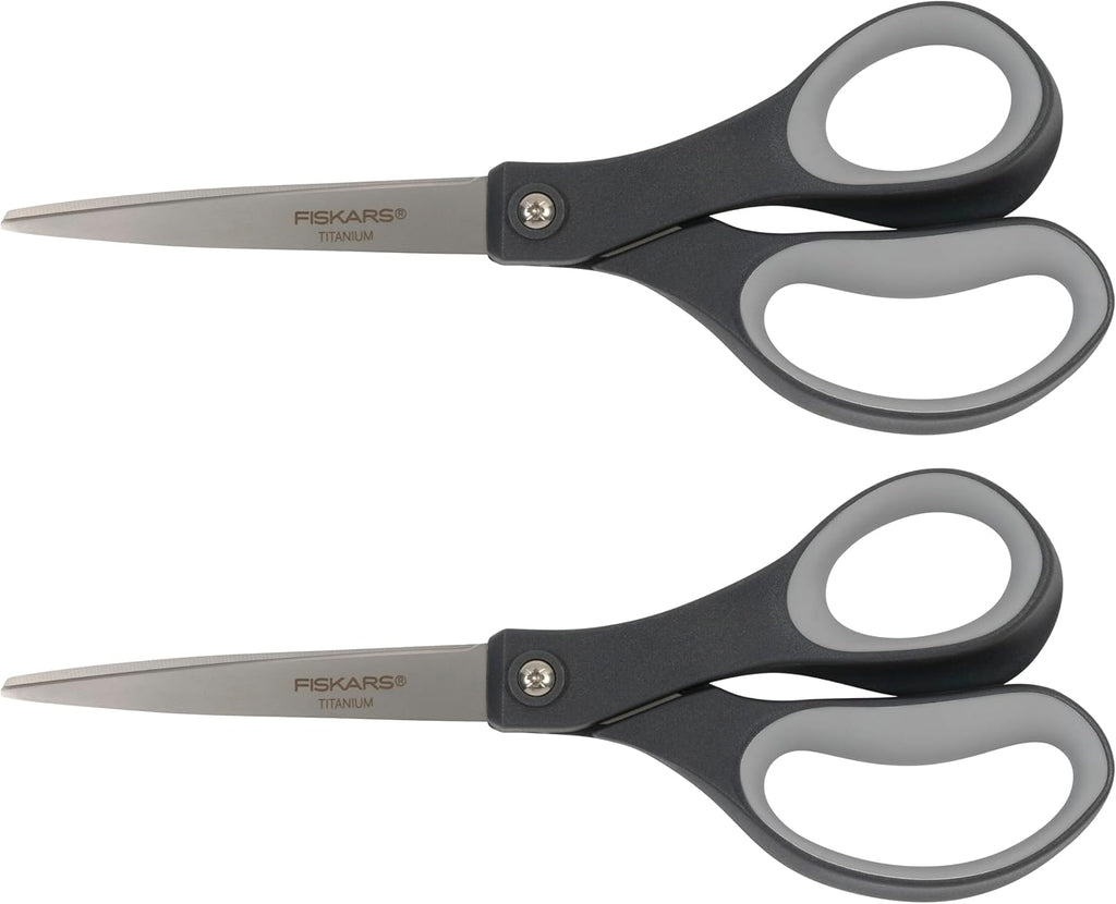 Fiskars 8" Everyday Titanium SoftGrip All Purpose Scissors, 2-Pack