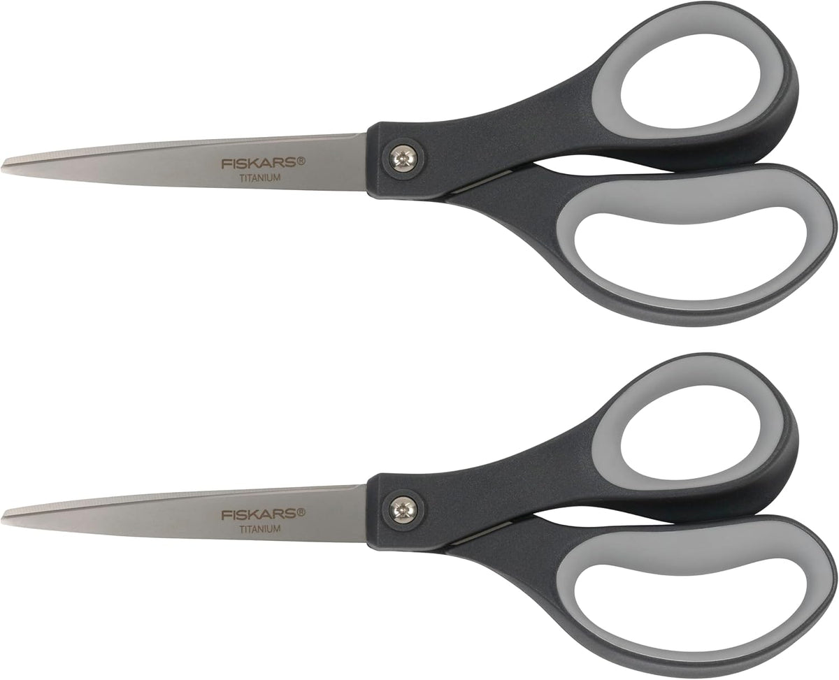 Fiskars 8" Everyday Titanium SoftGrip All Purpose Scissors, 2-Pack