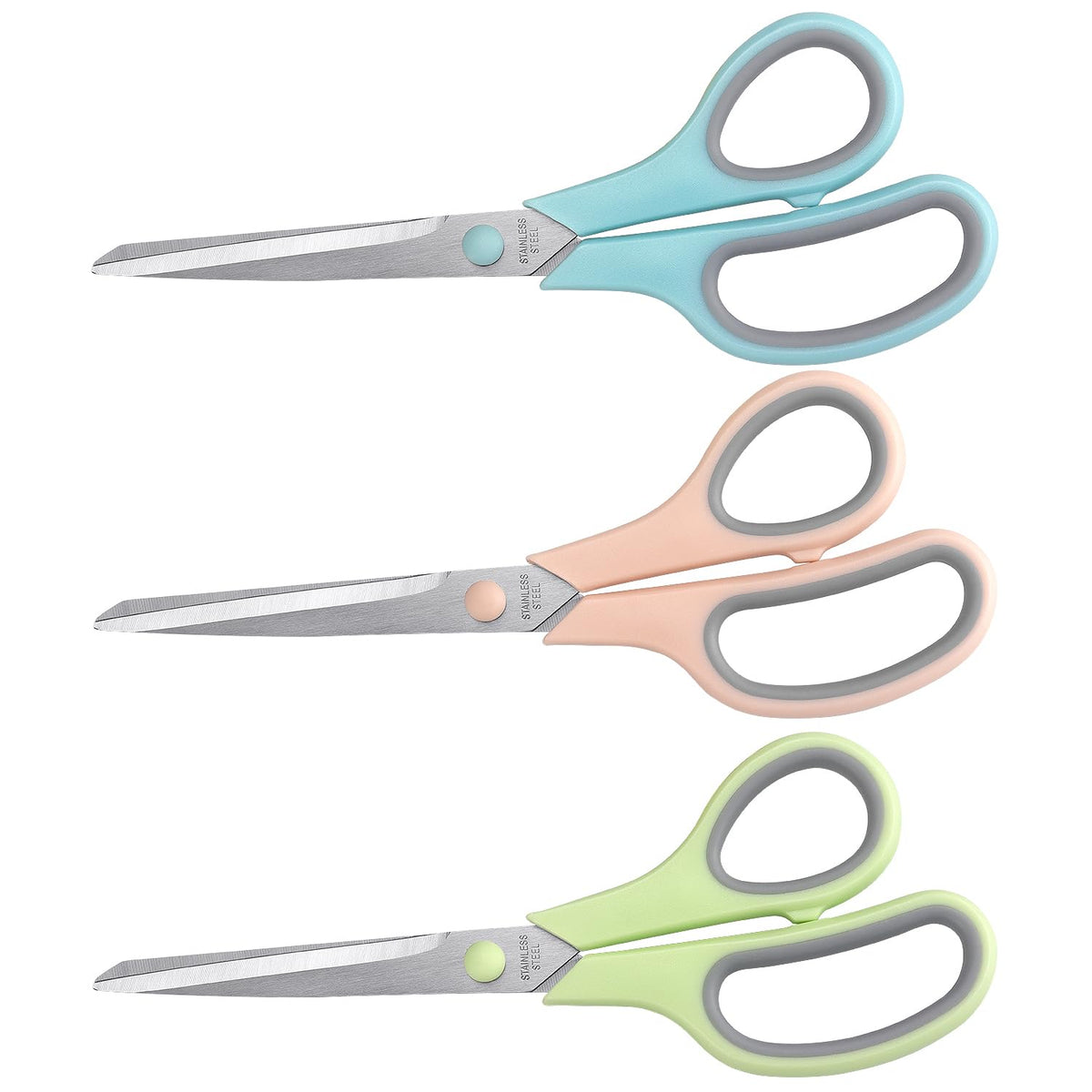 LONGKEY 8.5" Pastel Scissors 3-Pack, Ultra Sharp Stainless Steel
