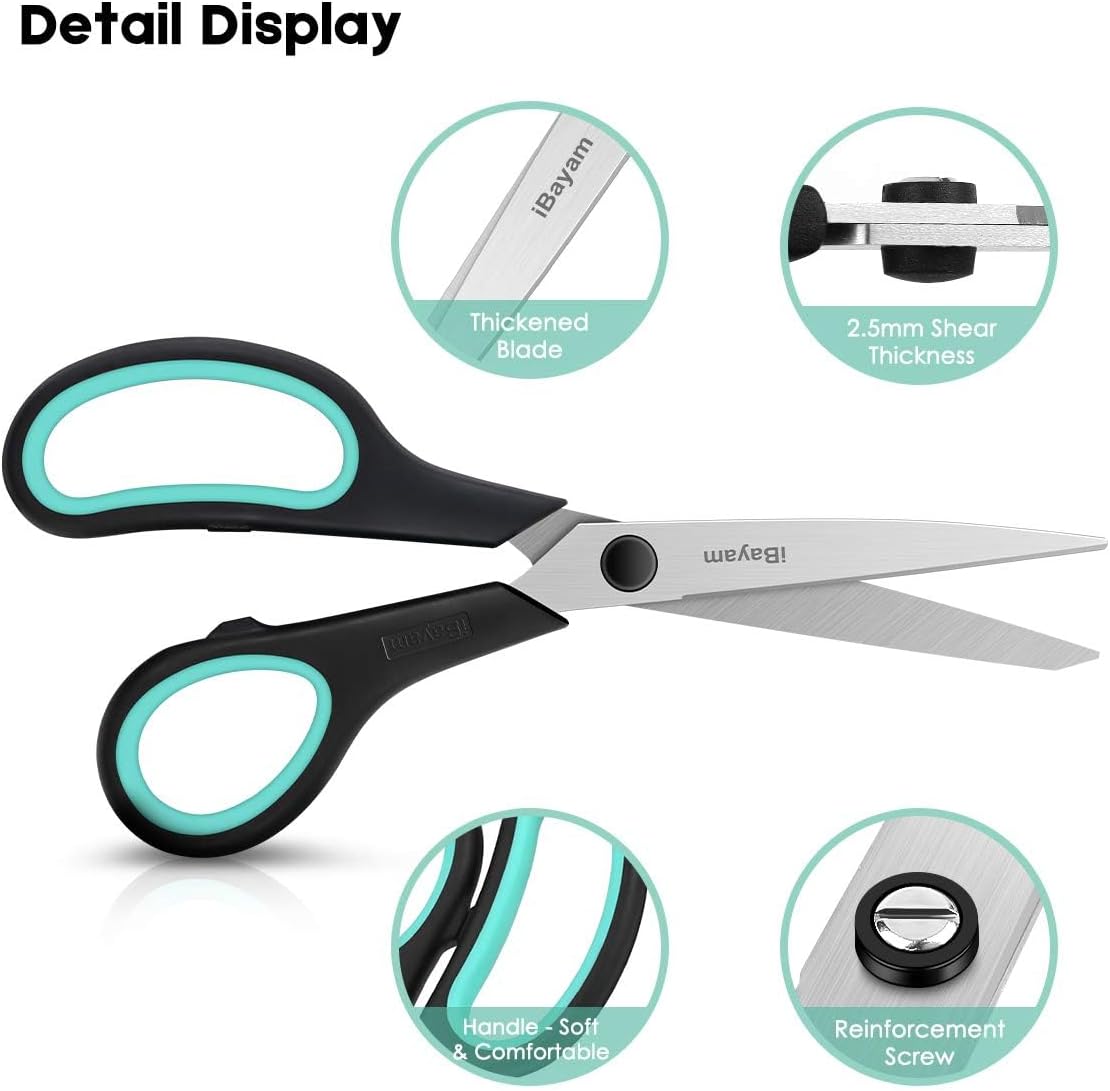 iBayam 8.5" Heavy Duty Scissors All Purpose for Office School Crafts Sewing