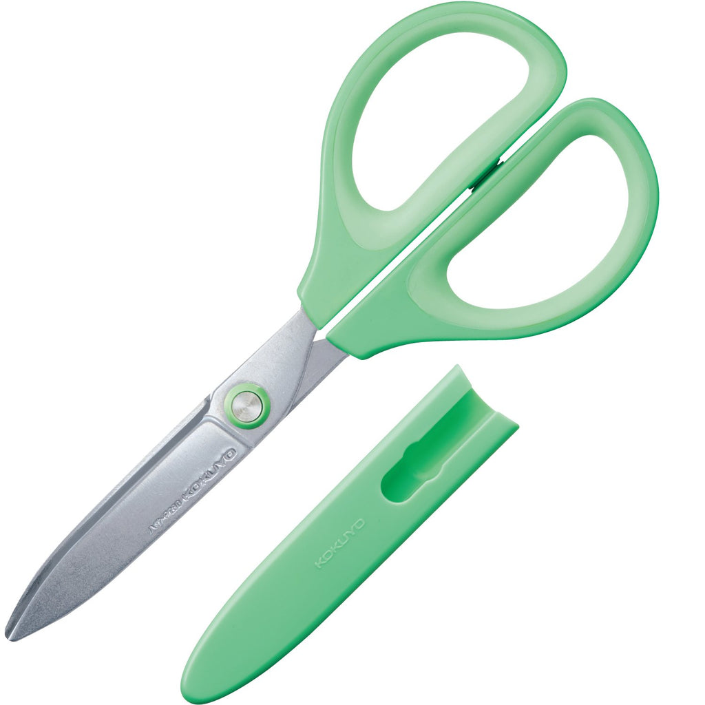 Kokuyo Saxa Glueless Scissors, Red, 3D Blade, Symmetrical Handle for Both Right-hand and Left-hand, with Safety Cap, Japan Import