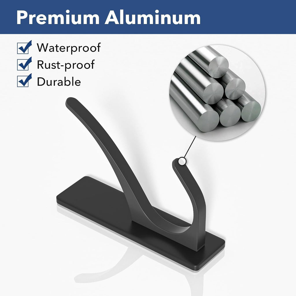 pickpiff Matt Black Self-Adhesive Hook, 13LB Hanger for Coat/Towel, 4-Pack