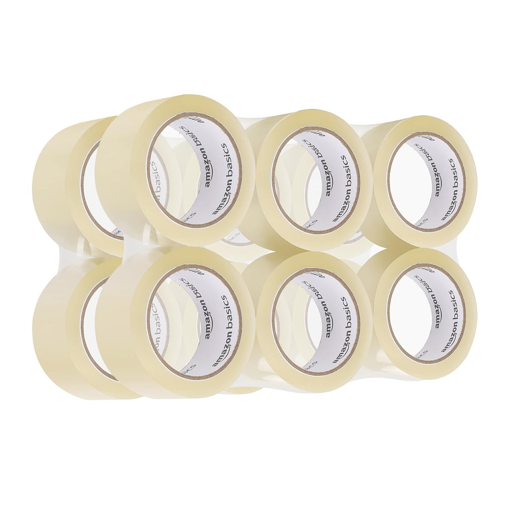 Amazon Basics Shipping Packing Tape for Moving and Sealing Boxes, Clear, 1.9 in x 60.3 yards, 1.8mil Thickness, 6 Rolls